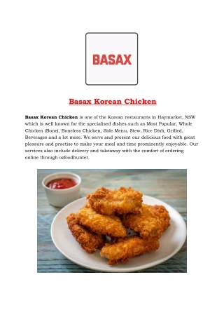 5% off - Basax Korean Chicken Menu Haymarket, NSW