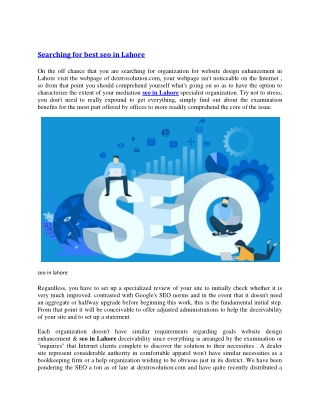 Searching for best seo in Lahore