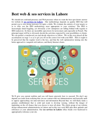 Best web & seo services in Lahore