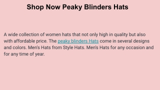 Shop Now Peaky Blinders Style Hats- Here Fashionable and Stylish Hats for Mens & Womens