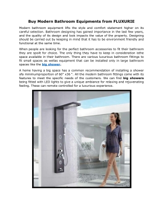 Buy Modern Bathroom Equipments from FLUXURIE