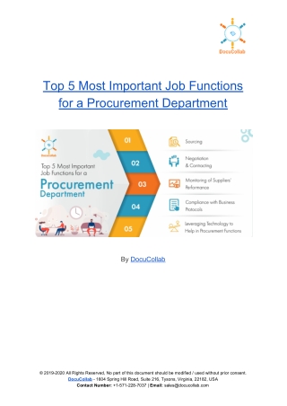 Top 5 Most Important Job Functions for a Procurement Department