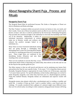 About Navagraha Shanti Puja , Process  and Rituals