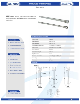 MTH02 Threded Thermowell - Bar-stock | MIEPL