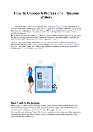 How To Choose A Professional Resume Writer?