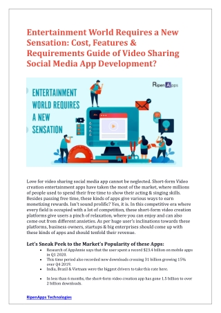 Entertainment World Requires a New Sensation: Cost, Features & Requirements Guide of Video Sharing Social Media App Deve