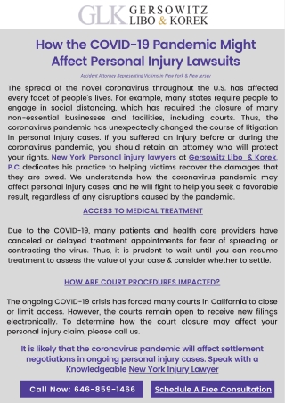 How the COVID-19 Pandemic Might Affect Personal Injury Lawsuits