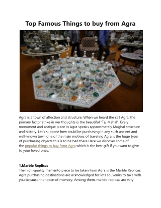 Top Famous Things to buy from Agra