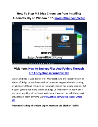 How To Stop MS Edge Chromium from Installing Automatically on Window 10?- www.office.com/setup