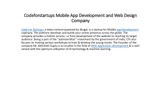 Codeforstartups Mobile App Development and Web Design Copmany