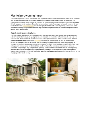 Mantelzorgwoning huren