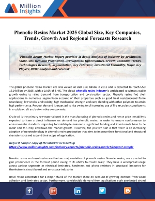 Phenolic Resins Market Demand, Global Overview, Size, Value Analysis, Leading Players Review and Forecast to 2025