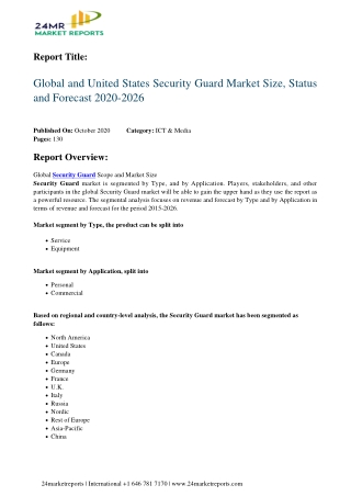 Security Guard Market Size, Status and Forecast 2020-2026