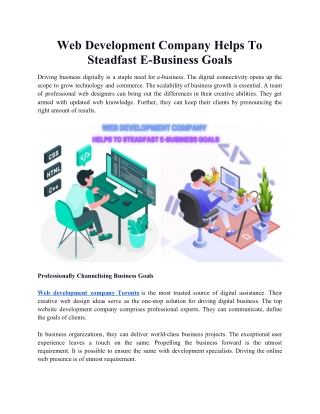 Web Development Company Helps To Steadfast E-Business Goals
