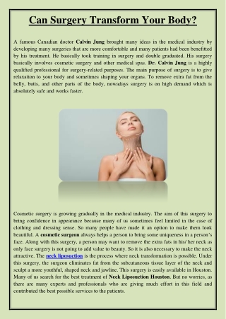 Can Surgery Transform Your Body?