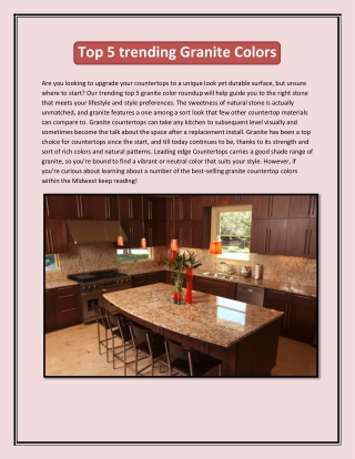 Top 5 trending Granite Colors