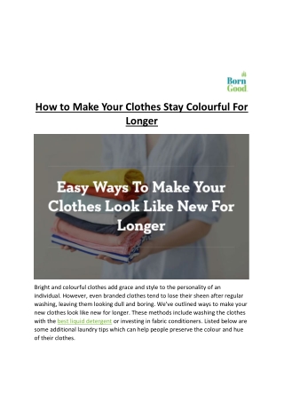 How to Make Your Clothes Stay Colourful For Longer