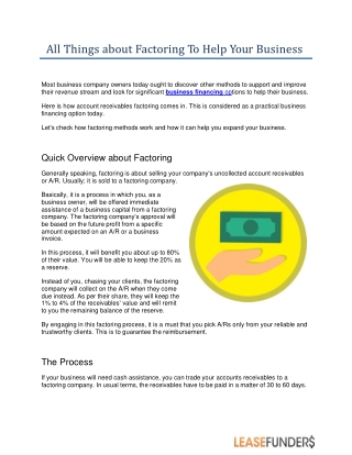 How Does Factoring Methods Work?