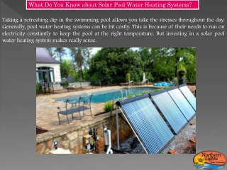 Solar Pool Water Heating Systems - Northern Lights Solar Solutions