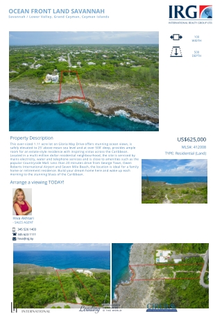 OCEAN FRONT LAND SAVANNAH-412008 - Residential Land in The Cayman Islands