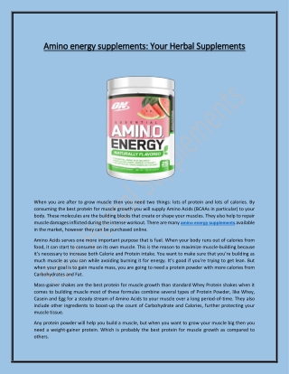 Amino energy supplements