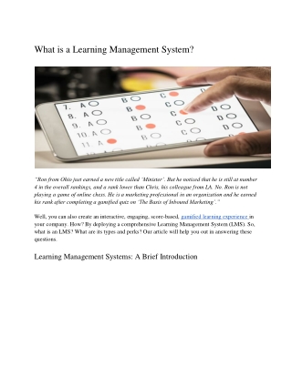 What is a Learning Management System?