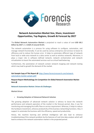 Network automation market report analysis and market insights for highly profitable investment decision  industry outloo