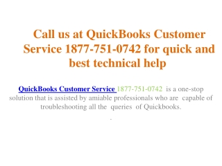 QuickBooks Customer Service 1877-751-0742