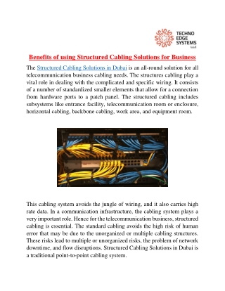 Benefits of using Structured Cabling Solutions for Business