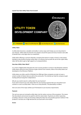 Launch Your Own Utility Token From Scratch!