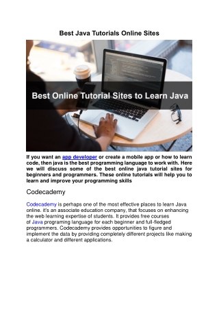 Best Java Tutorials Online Sites