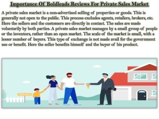 Importance Of Boldleads Reviews For Private Sales Market