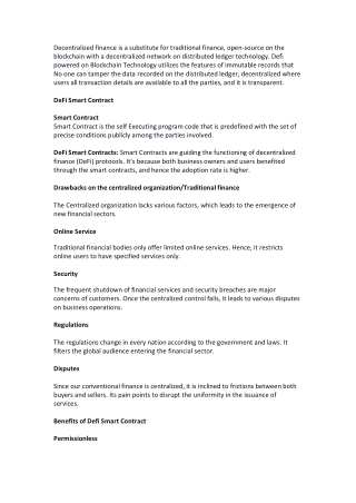 The Important Benefits DeFi Smart Contract