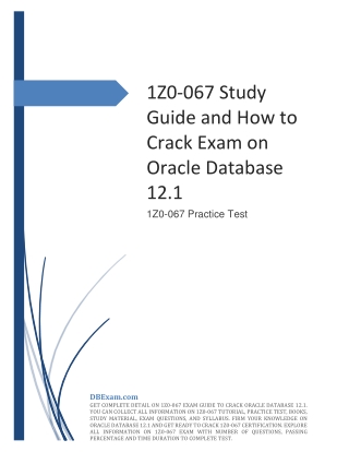 1Z0-067 Study Guide and How to Crack Exam on Oracle Database 12.1