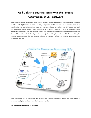 Add Value to Your Business with the Process Automation of ERP Software