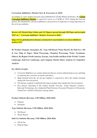 Corrosion Inhibitors  Market- Forecast to 2026