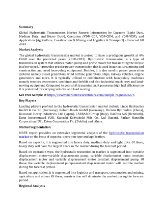 Hydrostatic Transmission Market