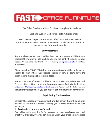 Buy Office Desks and Furniture Accessories in Australia - Fast Office Furniture
