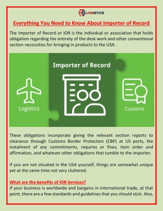 Everything You Need to Know About Importer of Record