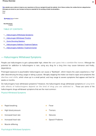 HALLUCINOGENS WITHDRAWAL & TREATMENT