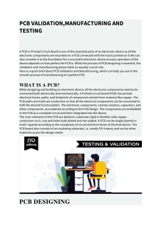 PCB VALIDATION AND MANUFACTURING