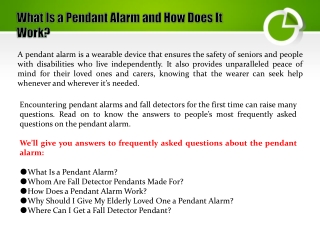 What Is a Pendant Alarm and How Does It Work?