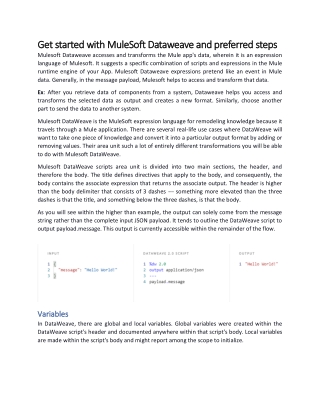 Get started with MuleSoft Dataweave and preferred steps