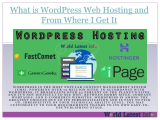 What is WordPress Web Hosting and From  Where I Get It