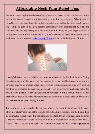 Affordable Neck Pain Relief Tips