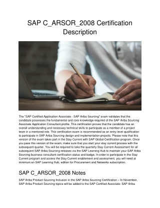 SAP C_ARSOR_2008 Certification Description