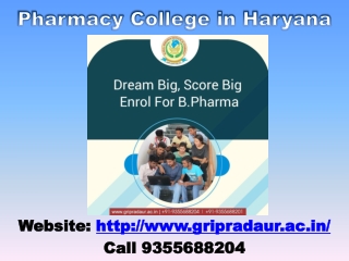 Pharmacy College in Haryana - D Pharma Course