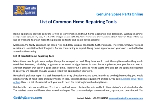 List of Common Home Repairing Tools