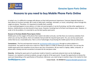 Reasons To You Need To Buy Mobile Phone Parts Online