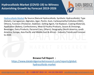 Hydrocolloids Market (COVID-19) to Witness Astonishing Growth by Forecast 2019-2026